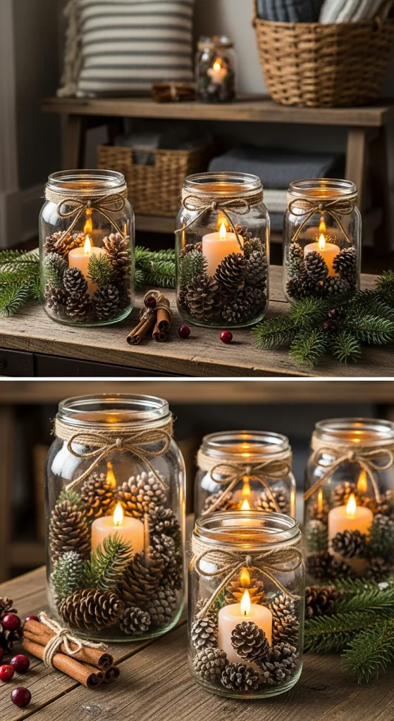 Pinecone Mason Jar Lanterns