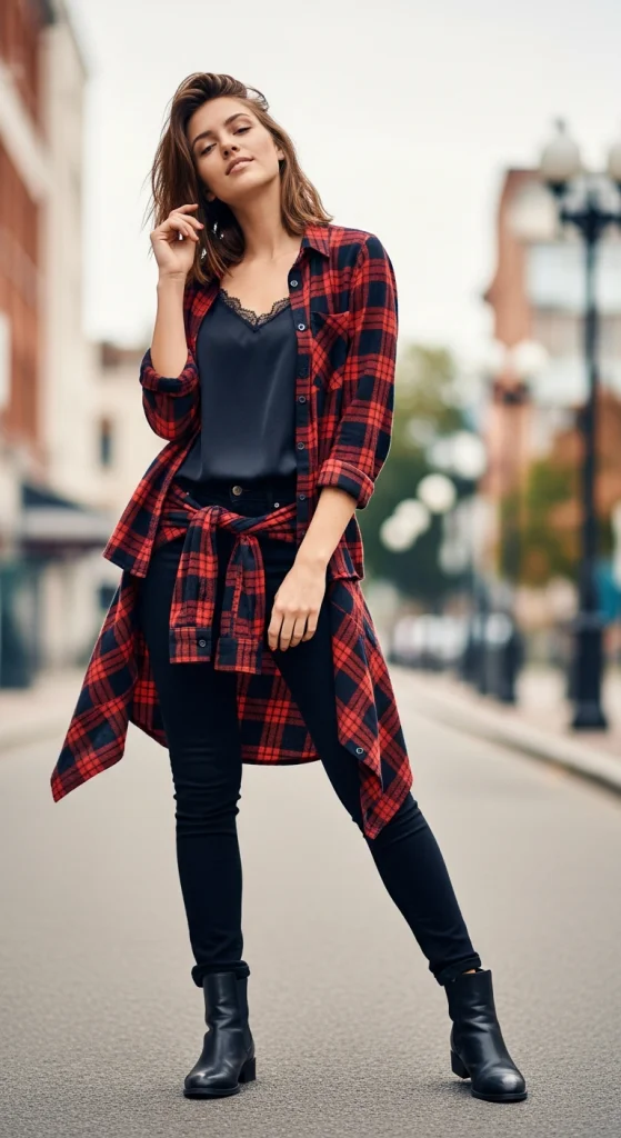 Plaid Shirt With Black Skinny Jeans