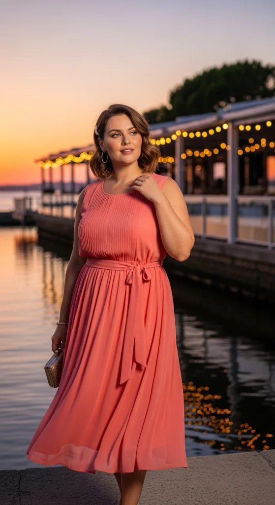 Pleated Midi Dress With Belt