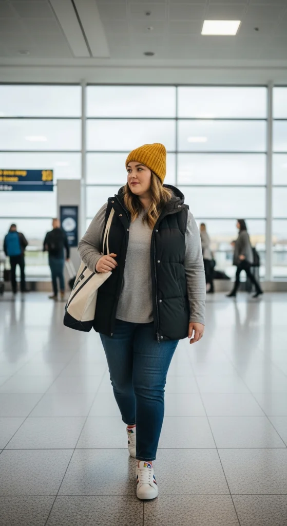 Puffer Vest And Long-Sleeve Tee