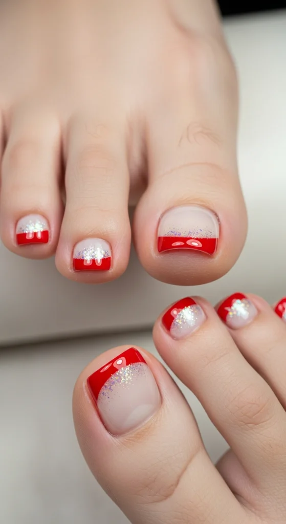 Red And White French Tips