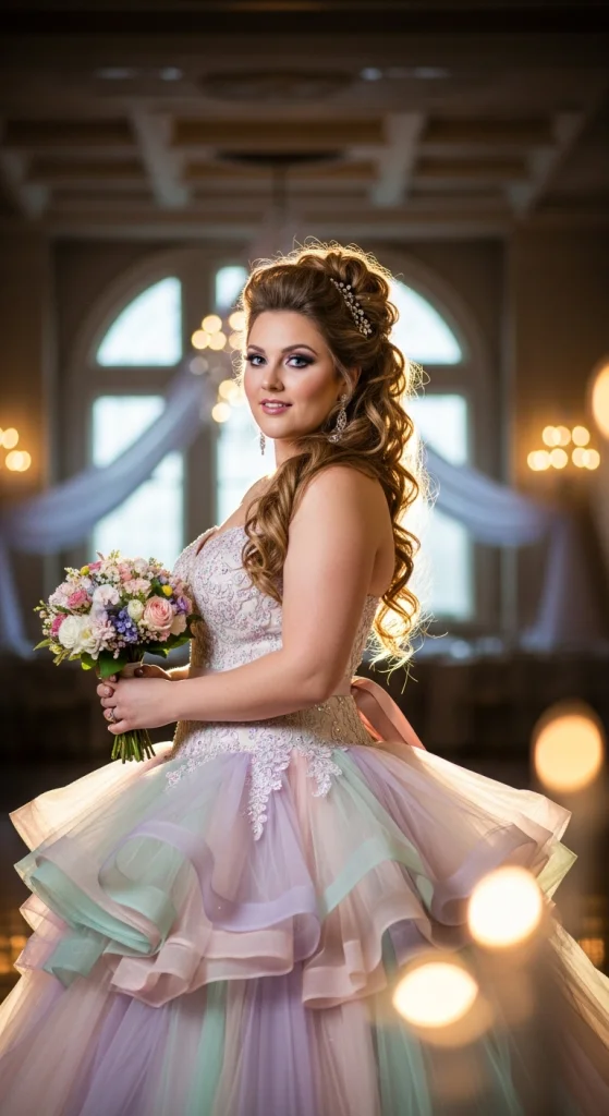 Ruffled Tulle Ball Gown
