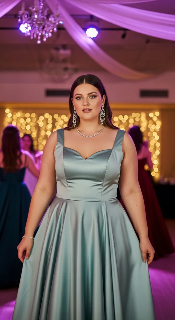 Satin A-Line Gown With Sweetheart Neckline
