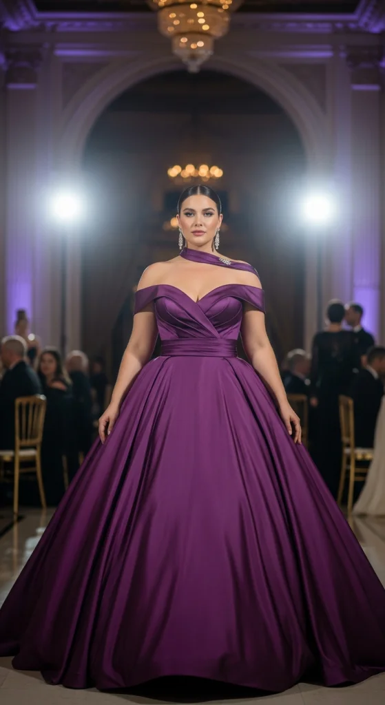 Satin Off-Shoulder Ball Gown