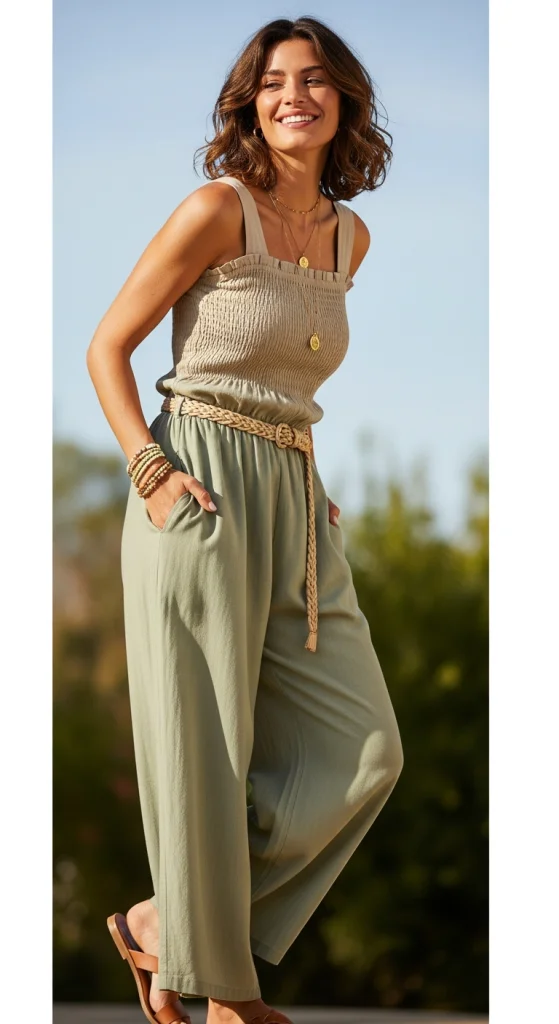 Smocked Bodice Jumpsuit