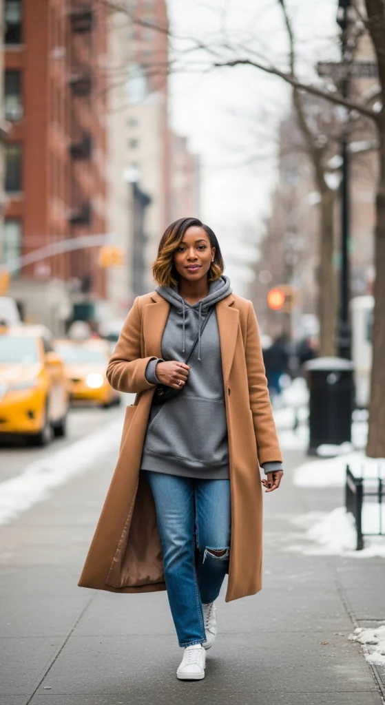 Streetwear Layers_ Hoodie + Long Coat Combo