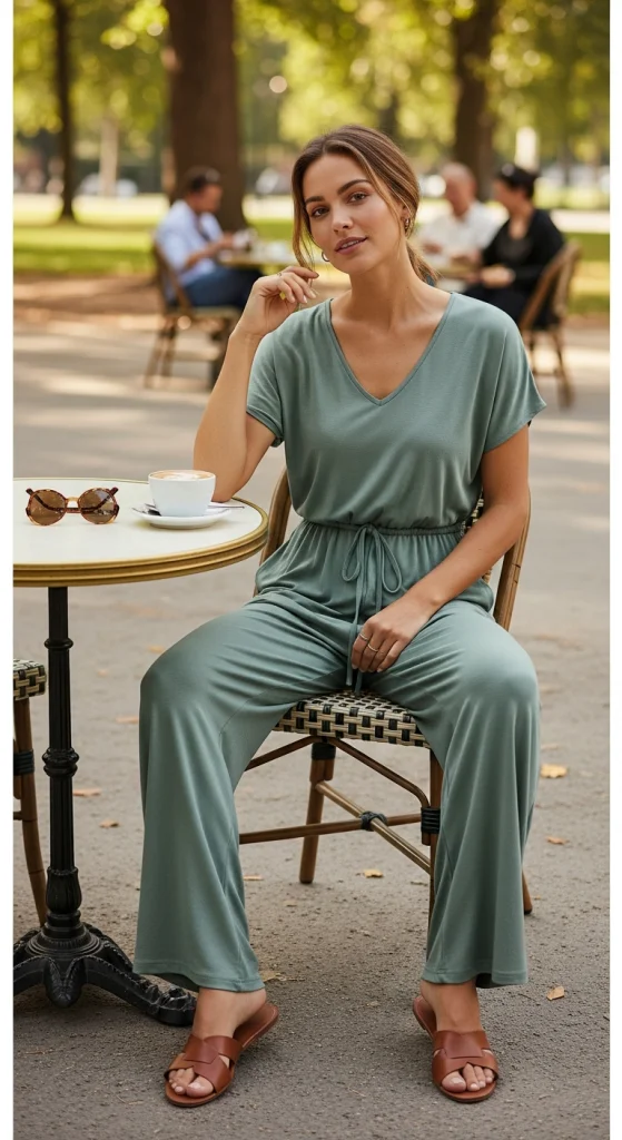 Tie-Front Casual Jumpsuit