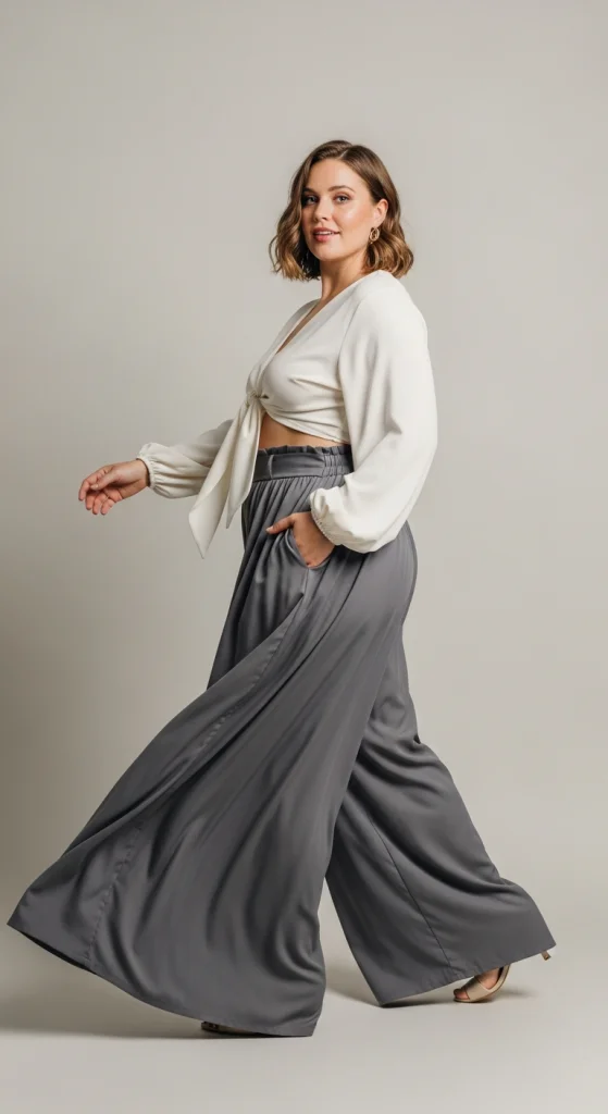 Wide-Leg Pants With A Cropped Blouse