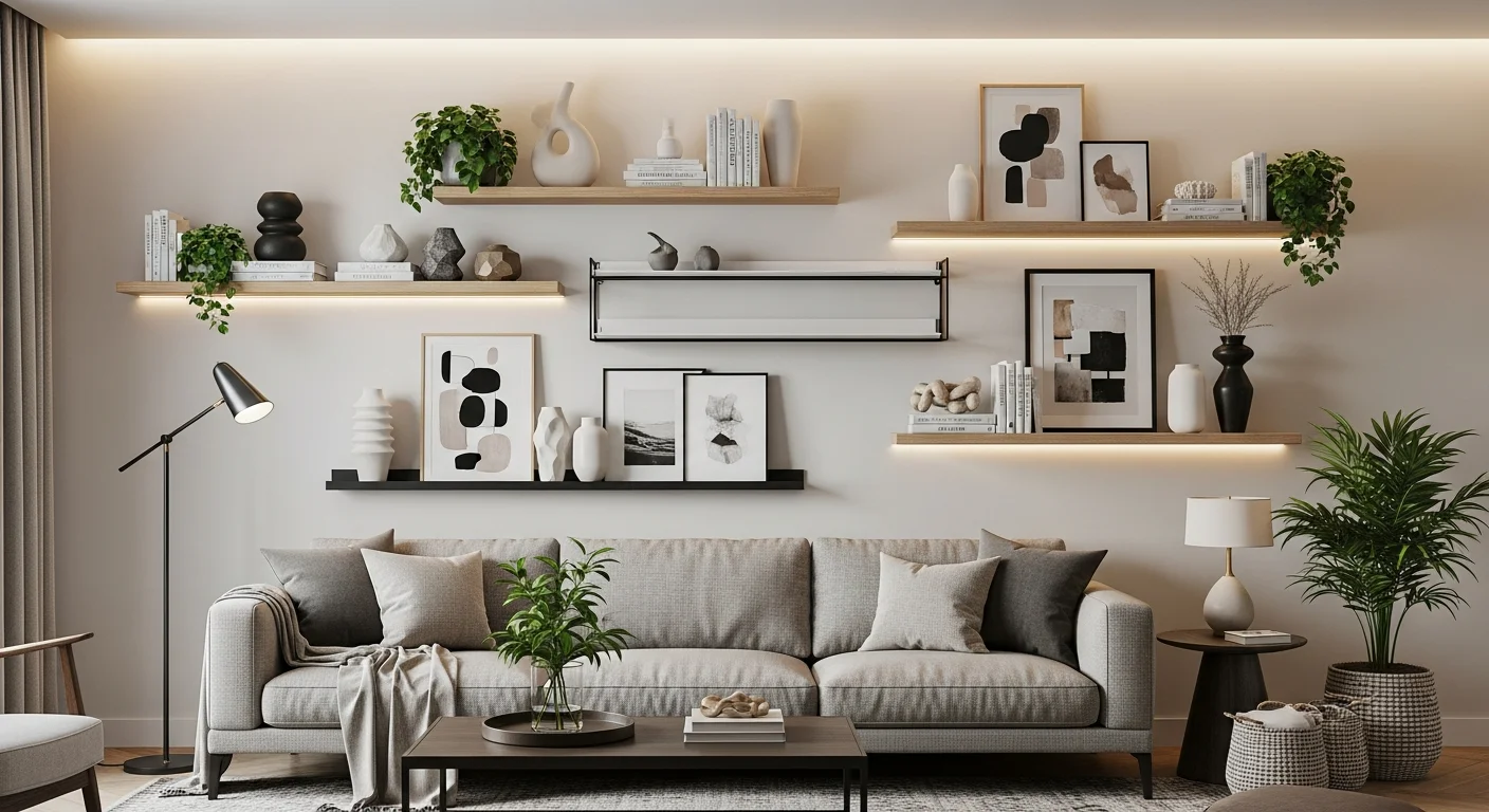 Amazing Shelves Ideas Above Couch