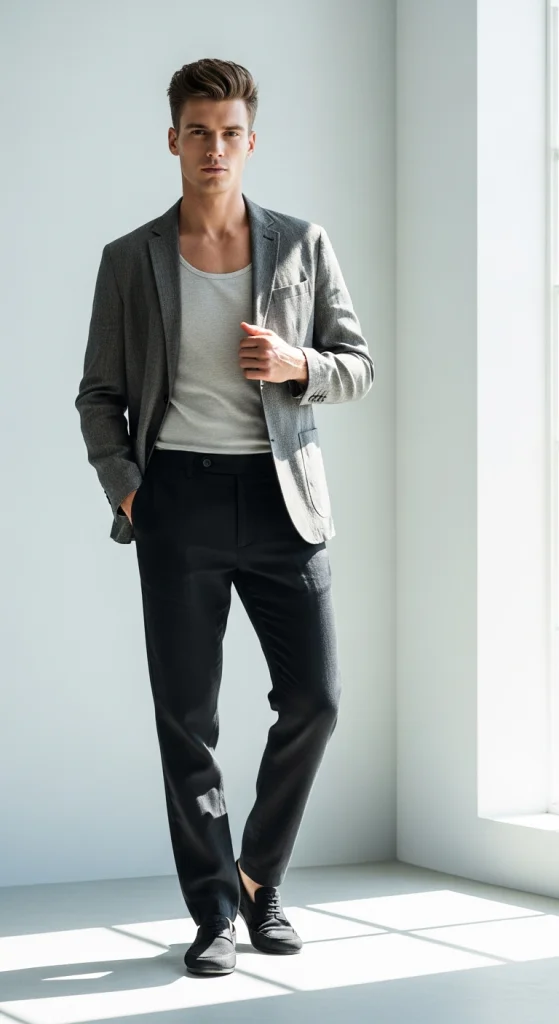 Black Linen Pants With A Linen Blazer