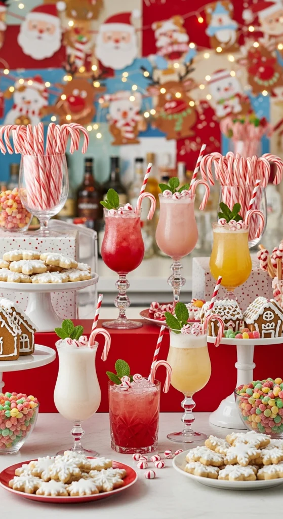 Candy Cane Themed Cocktail Bar