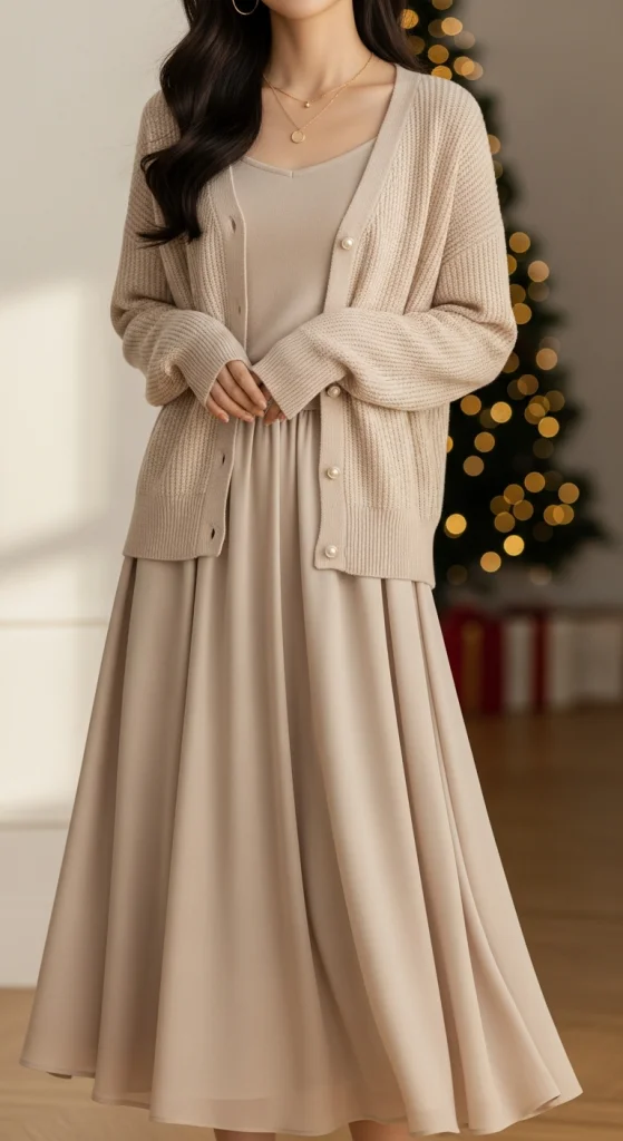Cardigan Set With A Midi Skirt