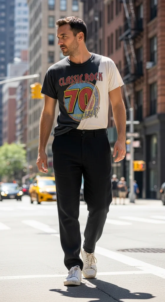 Casual Graphic Tee And Linen Pants