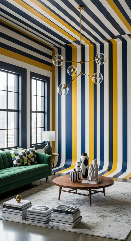 Ceiling-To-Wall Stripe Continuation