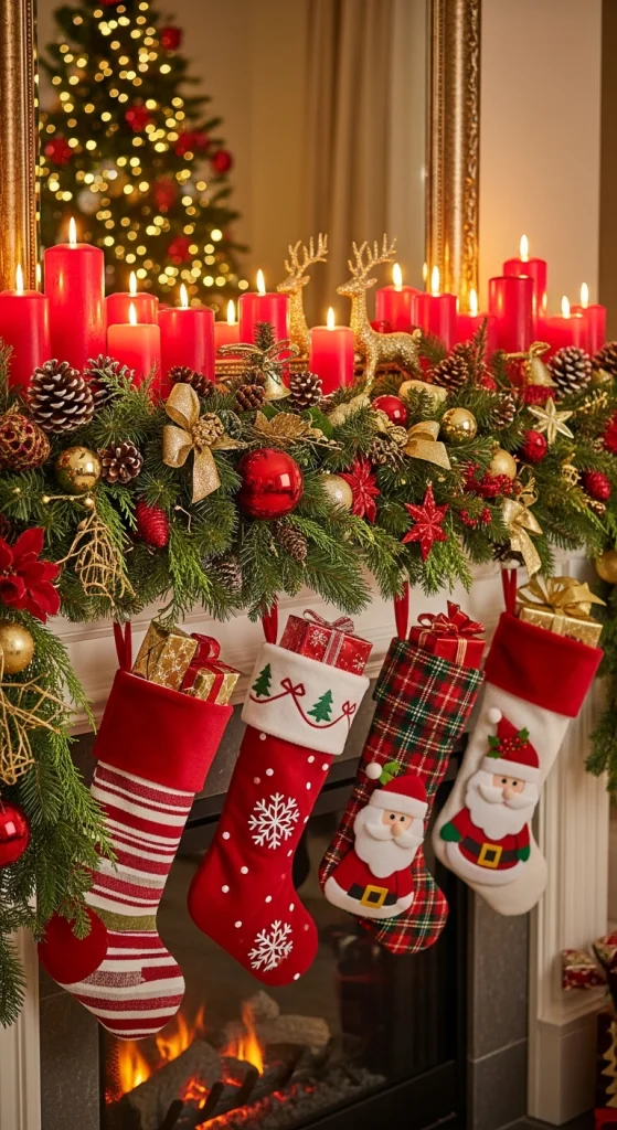 Classic Red and Green Mantel