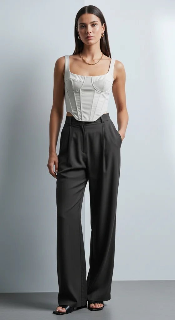 Corset Top With Wide-Leg Pants