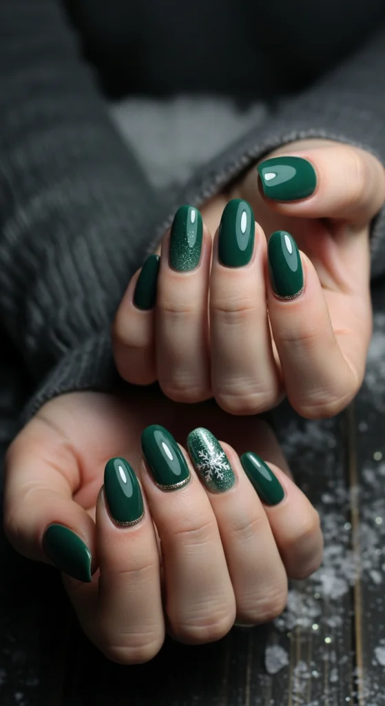 Dark Green Gel Nails