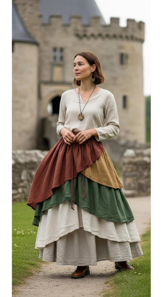 Earth-Tone Layered Skirts