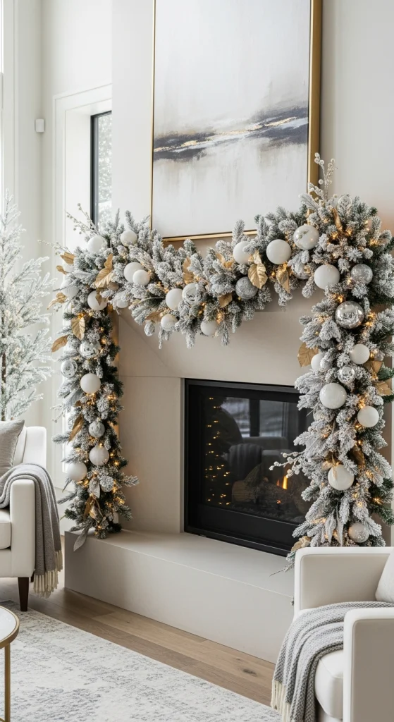Elegant White & Gold Winter Garland