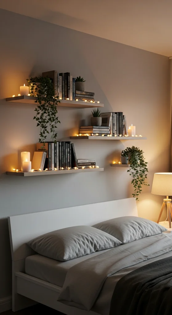 Fairy Lights Shelf Styling