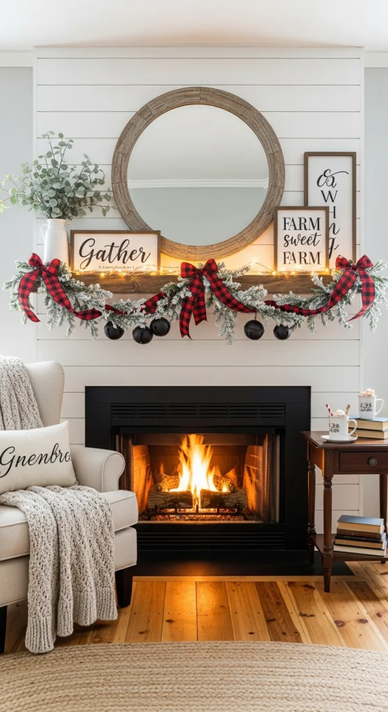Farmhouse Style Garland With Buffalo Plaid