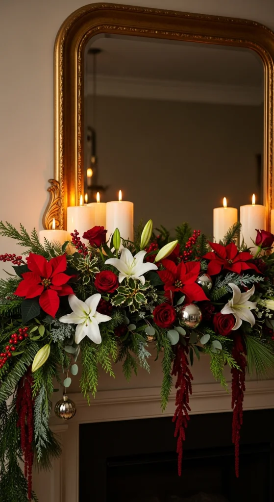 Floral Holiday Mantel