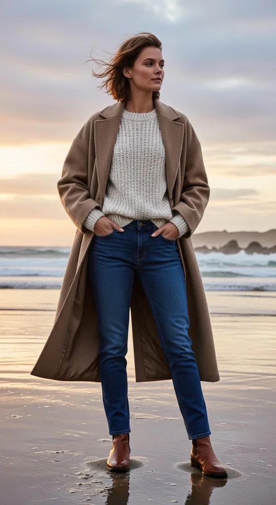 Long Wool Coat With Casual Basics