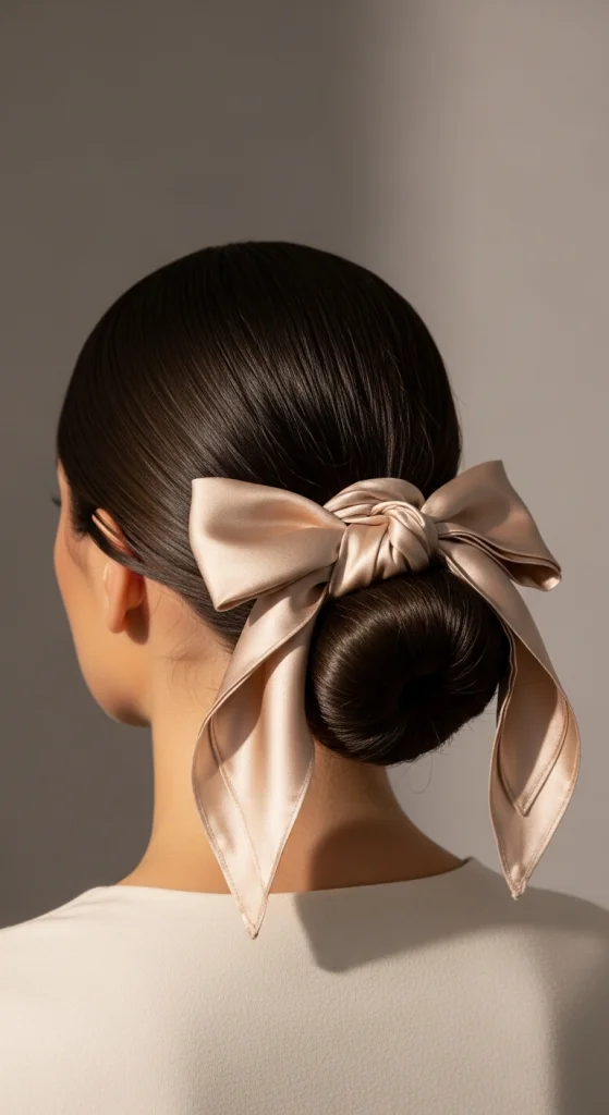 Low Bun With Scarf Bow