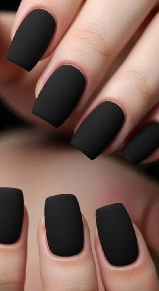 Matte Black Short Nails
