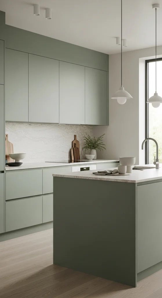 Matte Sage Green Kitchen Cabinets