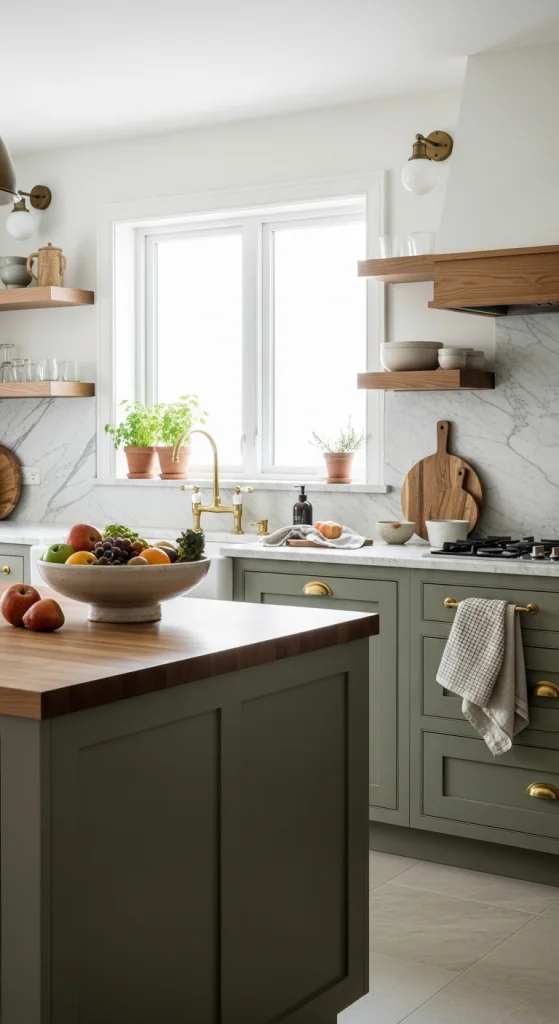 Olive Green Cabinets for a Soft Earthy Statement