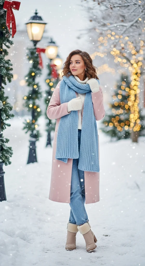 Pastel Scarf And Coat Combo
