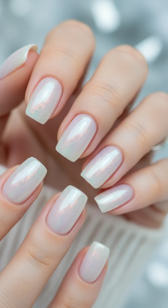 Pearl-White Gel Nails