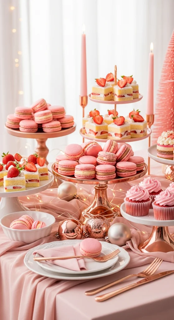 Pink Christmas Dessert Table