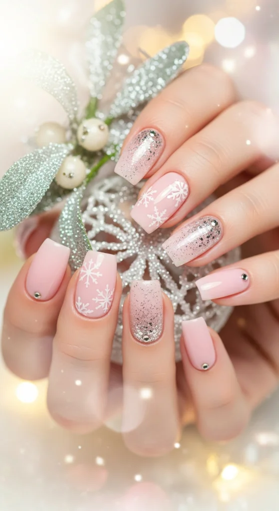 Pink Christmas Nails