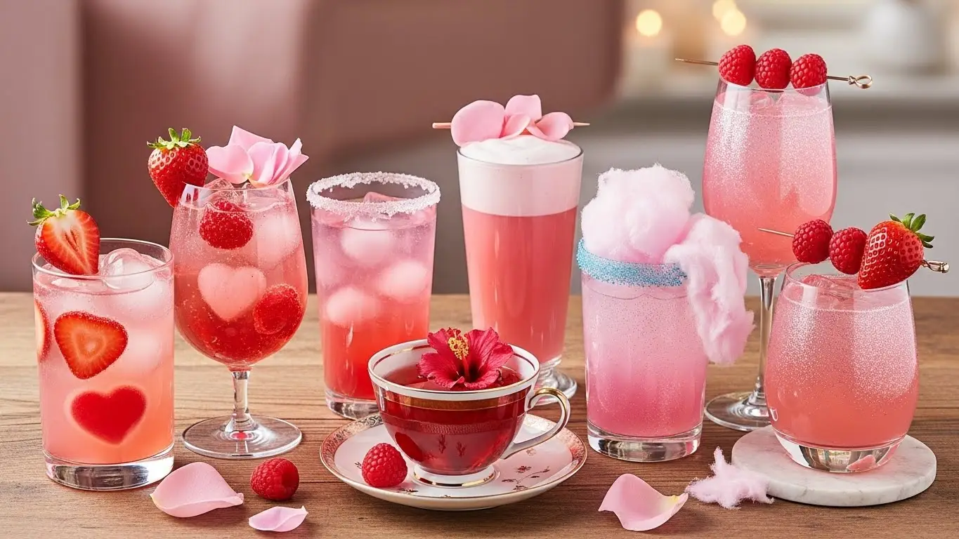 Pink Edible Glitter Drinks for Galentines Day