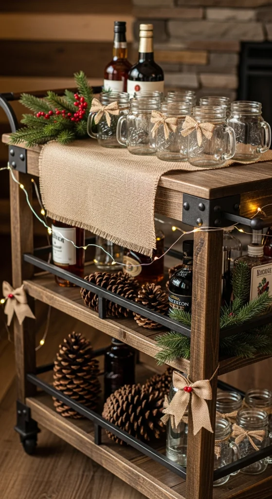 Rustic Wooden Bar Setup