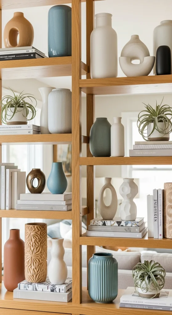 Shelf Styling with Mixed Vases