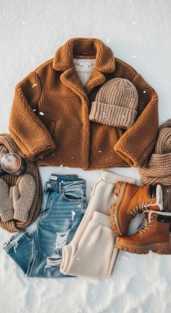Short Teddy-Style Brown Fur Coat
