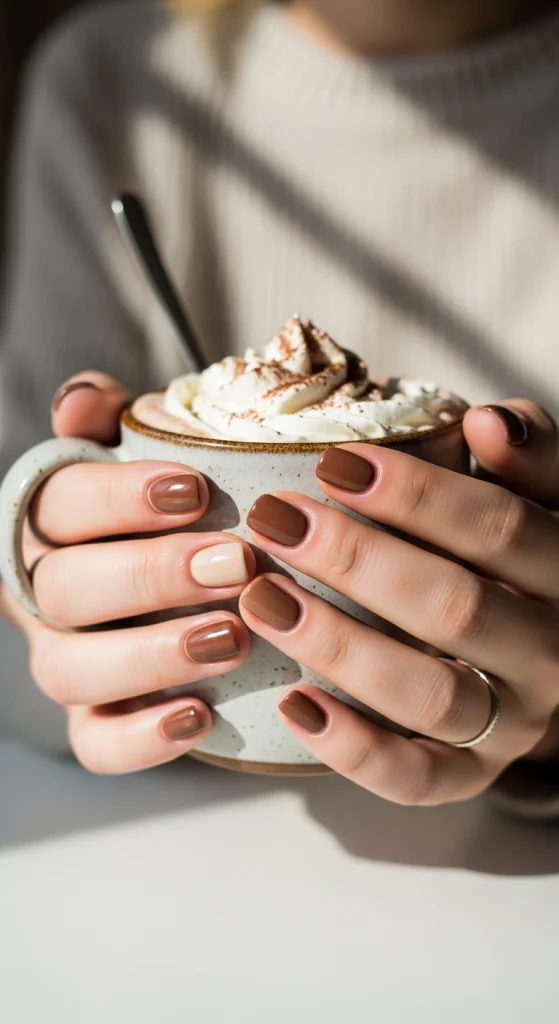 Soft Brown Neutral Nails