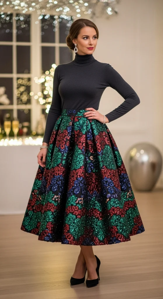 Statement Skirt With Turtleneck