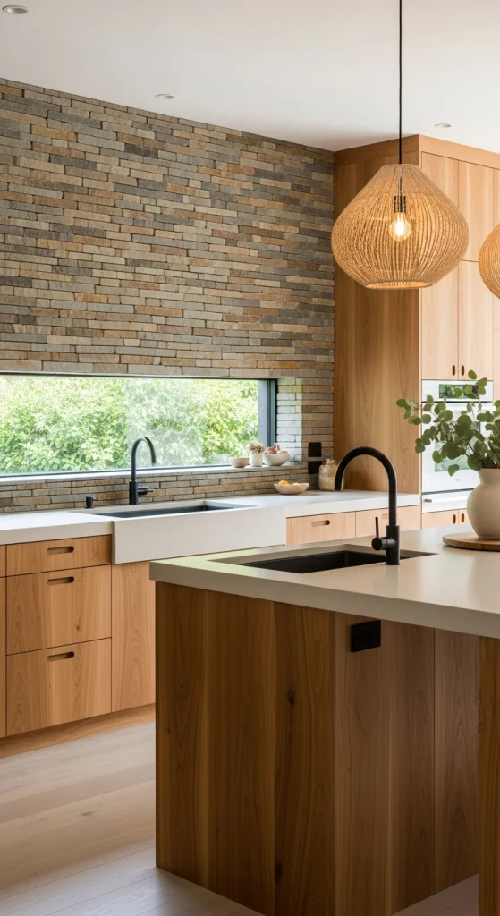 Stone Backsplash With Natural Texture