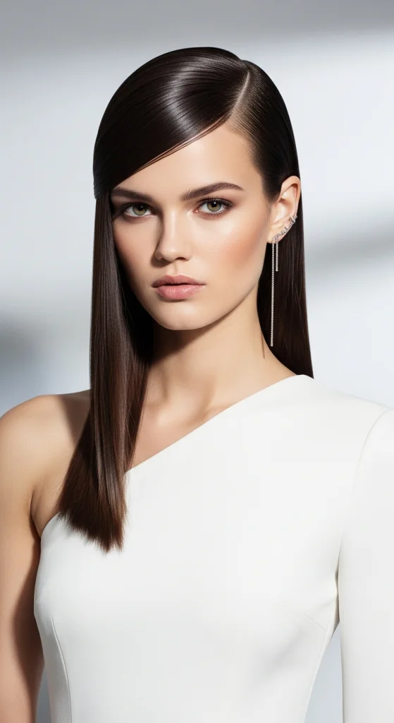 Straight Hair With Side Part