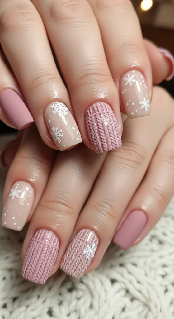 Sweater-Texture Gel Nails