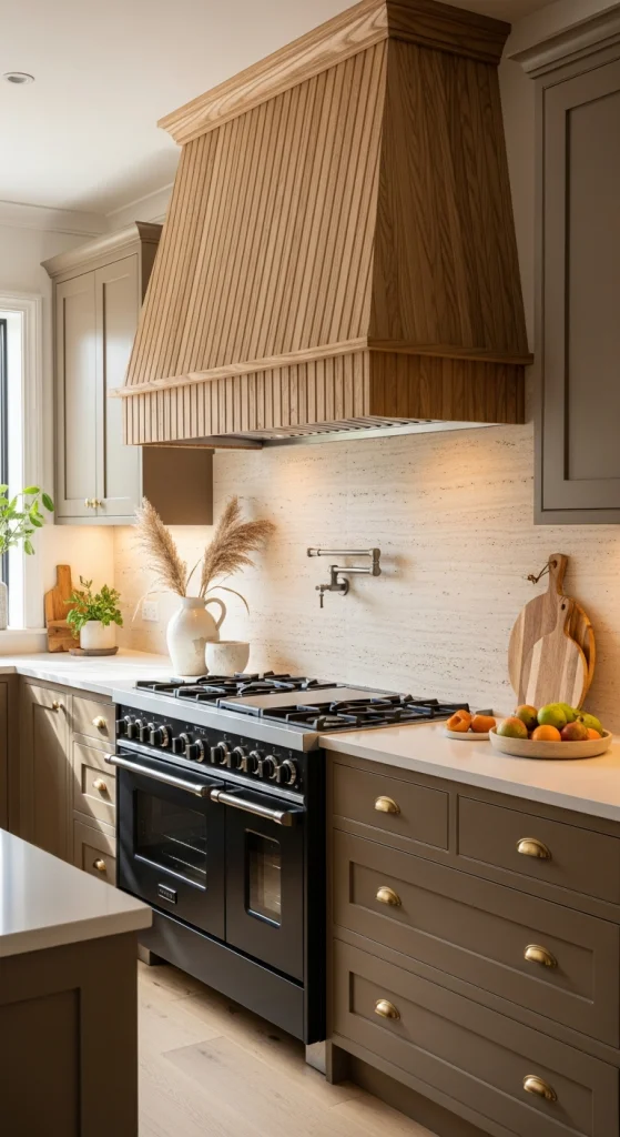 Textured Wooden Range Hood Cover