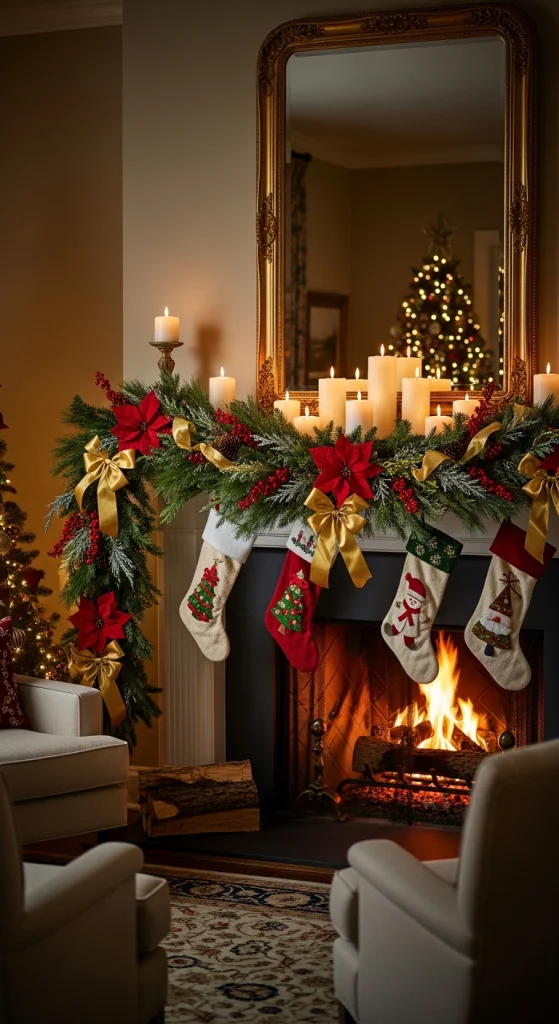 Traditional Red Poinsettia Garland