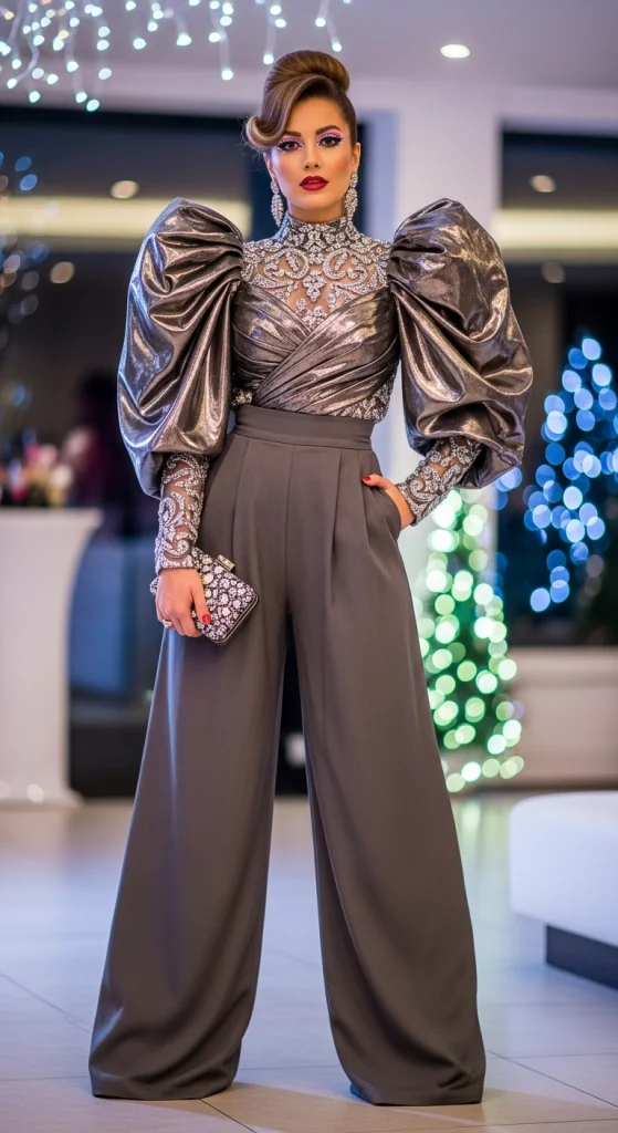 Wide-Leg Pants With Statement Top