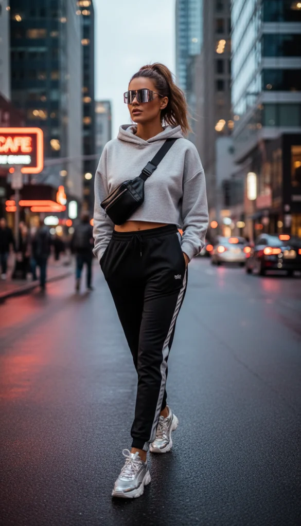 Athleisure Look with Silver Sneakers