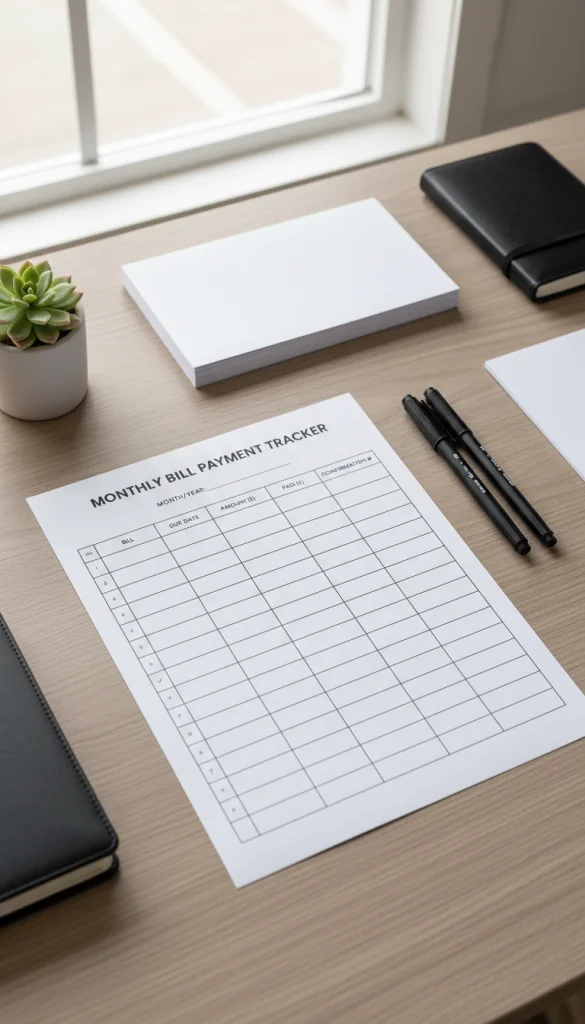 Bill Payment Tracker Printable