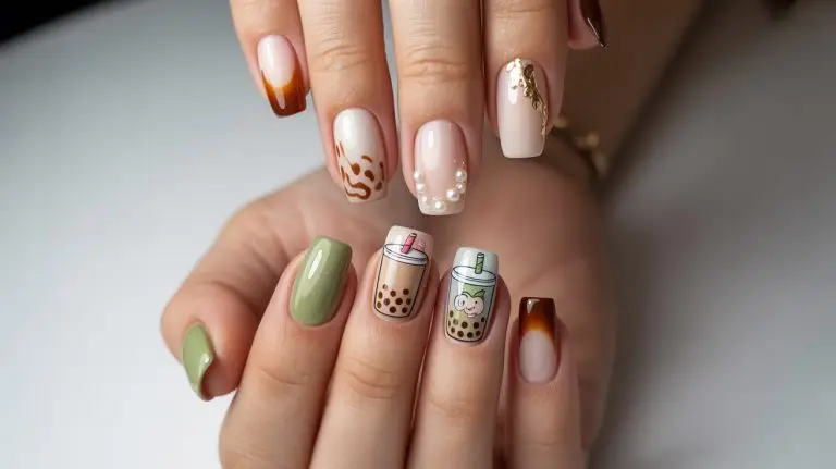 Boba Tea Inspired Nail Art Design Ideas